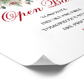Affiche de mariage à bar ouvert Burgundy Blush bot (Coin)