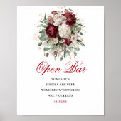 Affiche de mariage à bar ouvert Burgundy Blush bot (Devant)