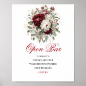 Affiche de mariage à bar ouvert Burgundy Blush Lux (Devant)