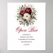 Affiche de mariage à bar ouvert Burgundy Blush Or (Devant)