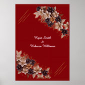 Affiche de mariage à fleurs rouges Bienvenue de m (Devant)