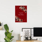 Affiche de mariage à fleurs rouges Bienvenue de m (Bureau à domicile)