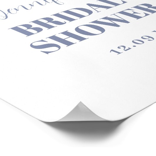 Affiche de mariage à l'aquarelle Bleu Poussiéreux (Coin)