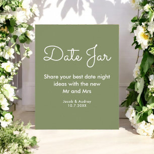 Affiche de mariage avec pot de dates vert sauge