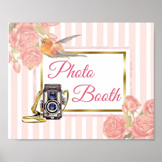 Affiche de mariage avec stand de photomaton à fleu (Devant)