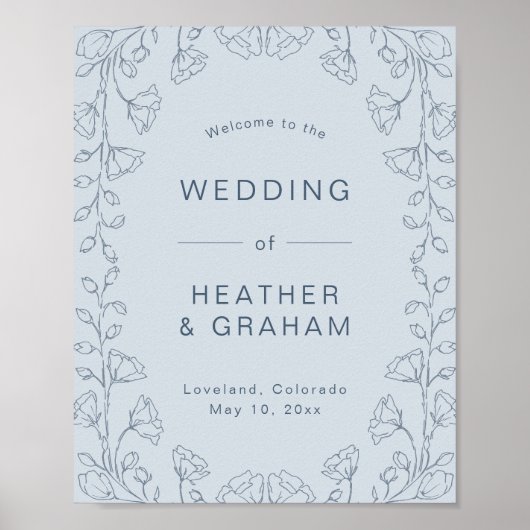 Affiche de mariage bleu poussiéreux (Devant)