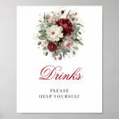 Affiche de mariage Boisson Rouge Burgundy Sans Tim (Devant)