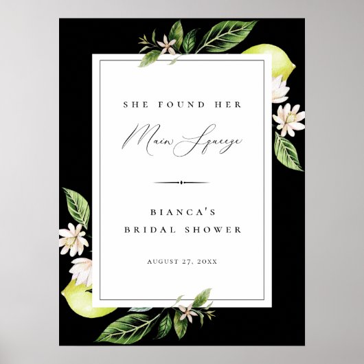 Affiche de mariage Botanical Lemons Main Squeeze (Devant)