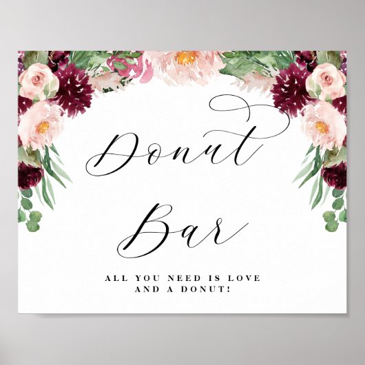 Affiche de mariage calligraphiée Adore Floral Donu (Devant)