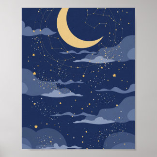 Affiche de mariage Céleste Nuit Étoilée