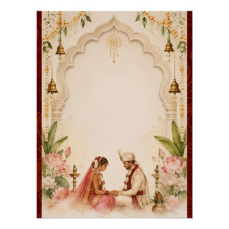 Affiche de mariage de la mariée et du marié indien