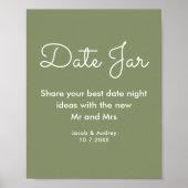 Affiche de mariage de pot de date de vert sauge (Devant)