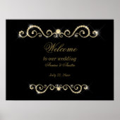 Affiche de mariage Diamants Or et Paillettes (Devant)