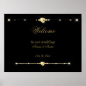 Affiche de mariage Diamants Or et Paillettes (Devant)