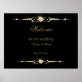 Affiche de mariage Diamants Or et Paillettes (Devant)