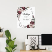 Affiche de mariage encadrée florale burgundy (Bureau à domicile)