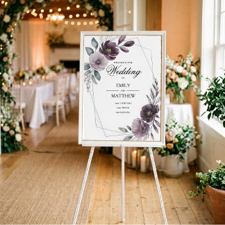 Affiche de mariage encadrée florale lavande
