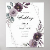 Affiche de mariage encadrée florale lavande (Devant)