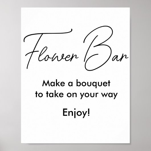 Affiche de mariage Fleur Bar Blanc Noir (Devant)