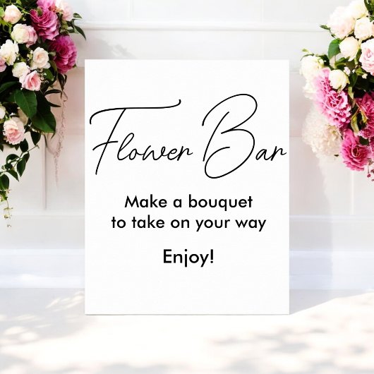 Affiche de mariage Fleur Bar Blanc Noir