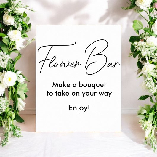 Affiche de mariage Fleur Bar Blanc Noir