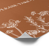Affiche de mariage Fleur sauvage Orange Brûlé Sign (Coin)