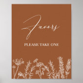 Affiche de mariage Fleur sauvage Orange Brûlé Sign (Devant)