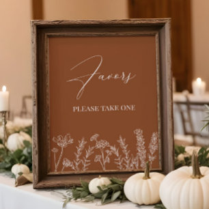 Affiche de mariage Fleur sauvage Orange Brûlé Sign