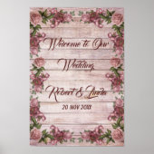 Affiche de mariage floral de rose de campagne de b (Devant)