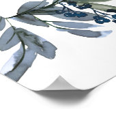 Affiche de mariage floral vert argenté de sauge (Coin)