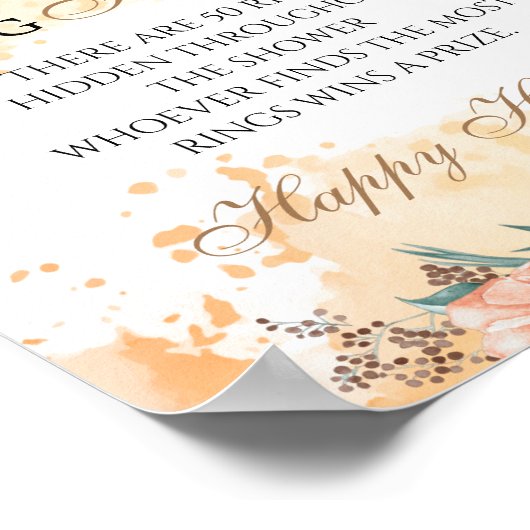 Affiche de mariage florale chasse à l'anneau jeu e (Coin)