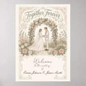 Affiche de mariage florale crème (Devant)