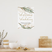 Affiche de mariage florale vert sauge or (Cuisine)