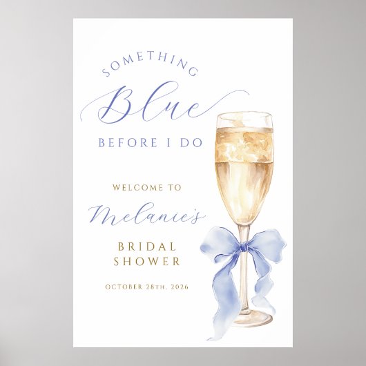 Affiche de mariage numérique «Something Blue Bow» (Devant)