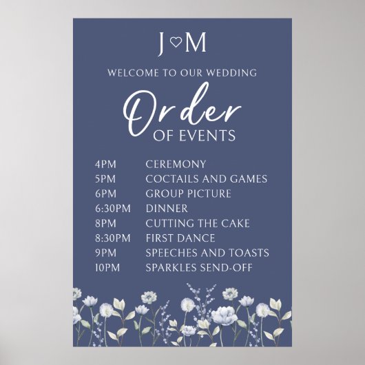 Affiche de mariage ordre des événements fleur sauv (Devant)