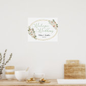 Affiche de mariage romantique élégante à fleurs bl (Cuisine)