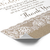 Affiche de mariage rustique Burlap and Lace non co (Coin)