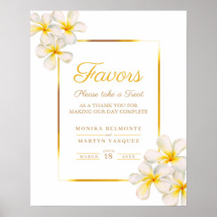 Affiche de mariage tropical frangipani blanc en fa
