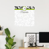 Affiche de mariage vert damassé pour mariée et mar (Bureau à domicile)