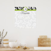 Affiche de mariage vert damassé pour mariée et mar (Cuisine)