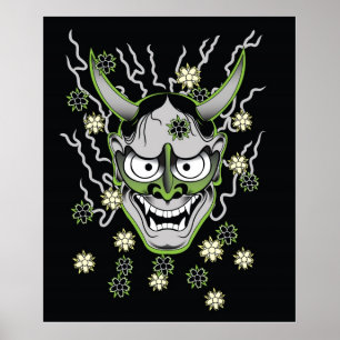 Affiche de masque de Hannya de Japonais
