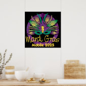 Affiche de masque de Mardi Gras - 2025 - Mobile (Cuisine)