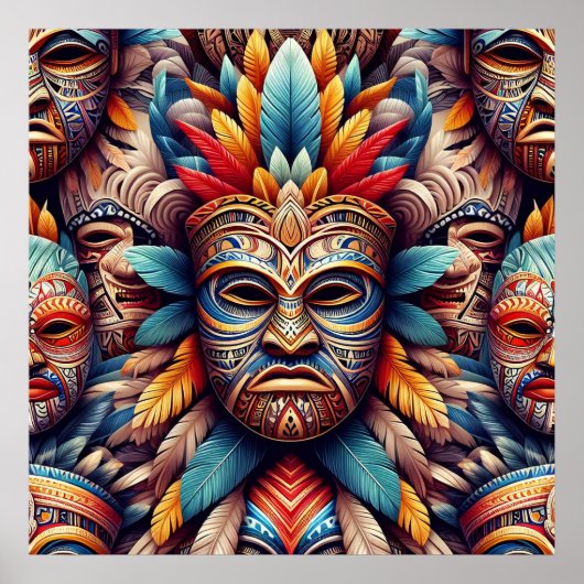 affiche de masque de tiki (Devant)