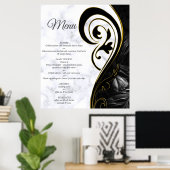 Affiche de menu abstrait noir en marbre blanc mode (Bureau à domicile)