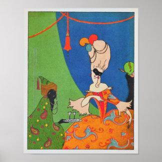 Affiche de menu Art Déco des années 1920 