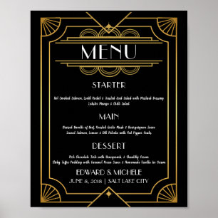 Affiche de menu Art Déco mariage hôtel