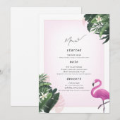 Affiche de menu d'anniversaire flamant rose, Menu (Devant / Derrière)