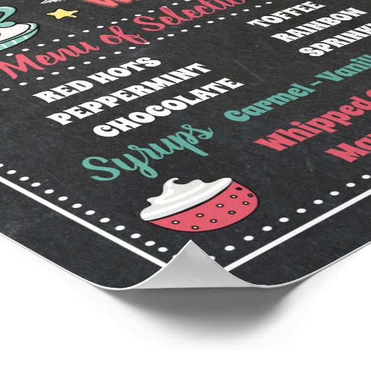 Affiche de menu de bar de chocolat chaud pour fête (Coin)