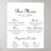 Affiche de menu de bar de mariage à calligraphie m (Devant)