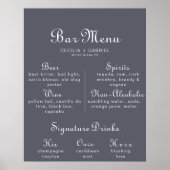 Affiche de menu de bar de mariage bohème simple po (Devant)